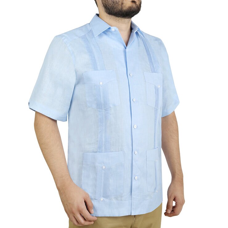 Uxmal by Manchester, Guayabera 100% lino para Caballero, Varios Colores y Tallas — Imagen 2 de 2
