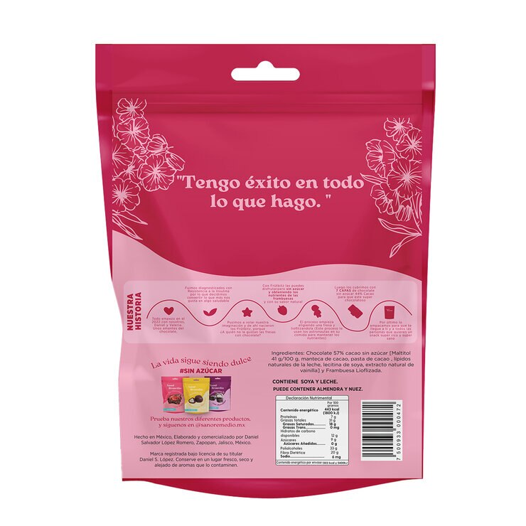 Sano Remedio, Laminas De Chocolate Sin Azucar Con Frambuesa Liofilizada 300 g — Imagen 2 de 2