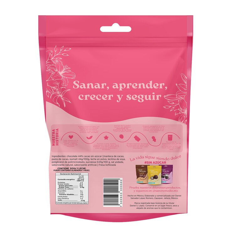 Sano Remedio Laminas De Chocolate Con Fresa Liofilizada 300 g — Imagen 2 de 2