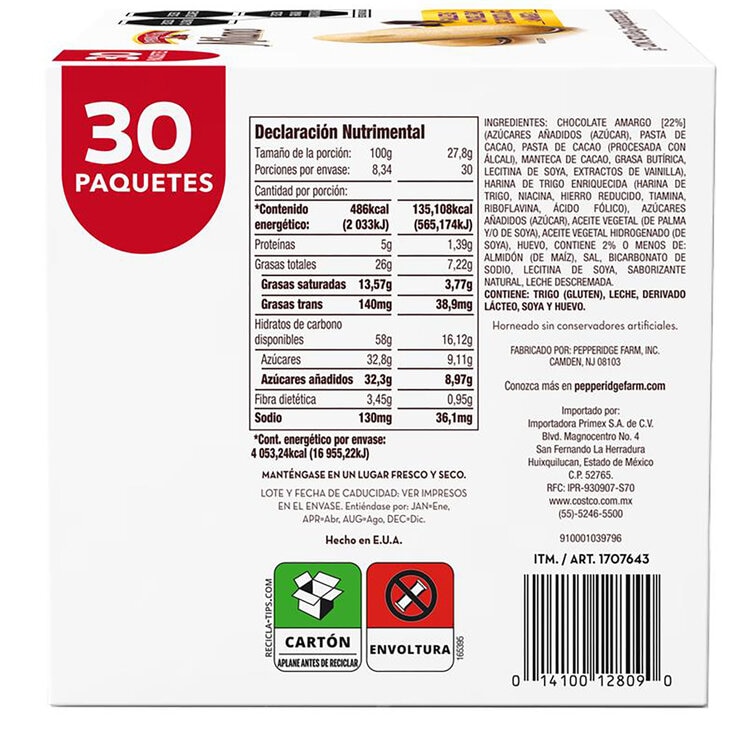 Pepperidge Farm Milano Galletas con Relleno de Chocolate 834g — Imagen 2 de 2