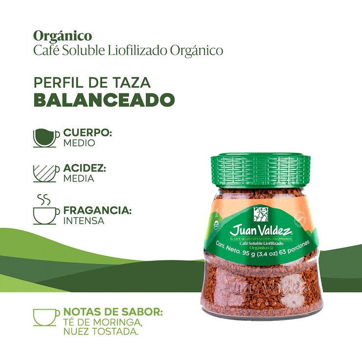 Juan Valdez Café Soluble Liofilizado Orgánico de Colombia 95 g — Imagen 2 de 4