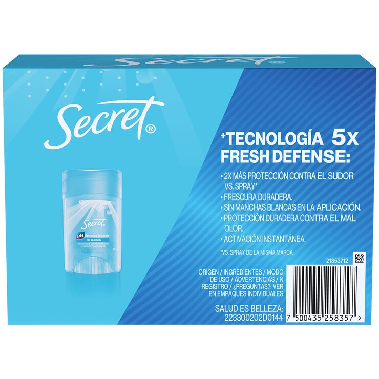 Secret Fresh Linen Antitranspirante en Gel 6 pzas de 45 g — Imagen 4 de 4