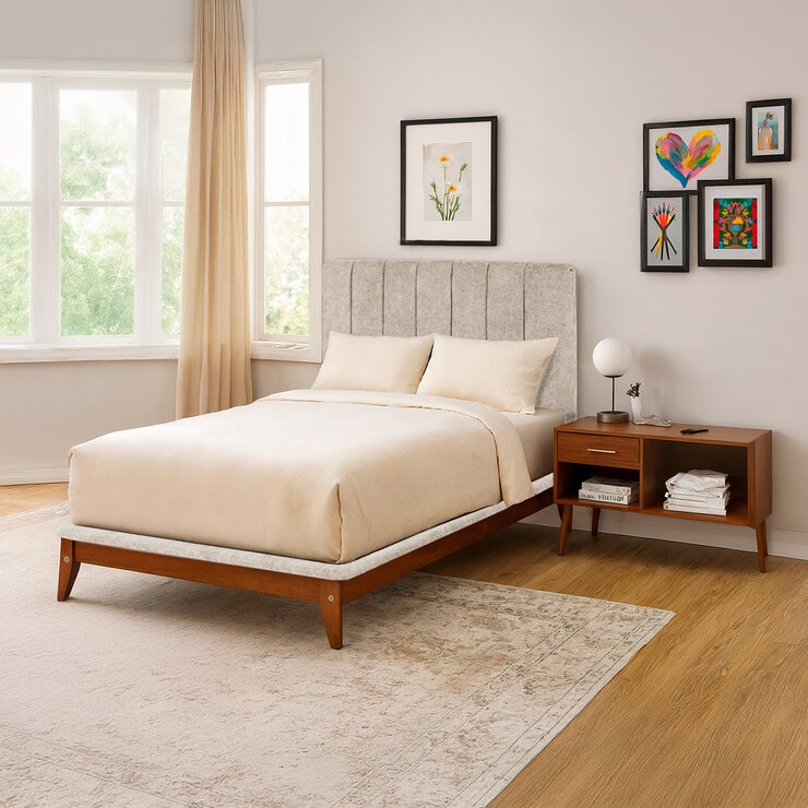 Violanti, Cama Matrimonial Beige — Imagen 1 de 4