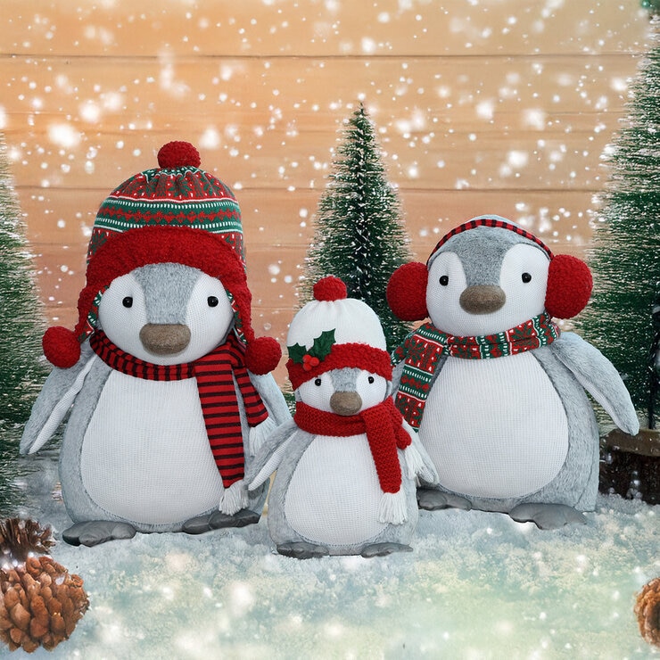 Pingüinos de Peluche Decorativos, Juego de 3 Pzas. — Imagen 3 de 4