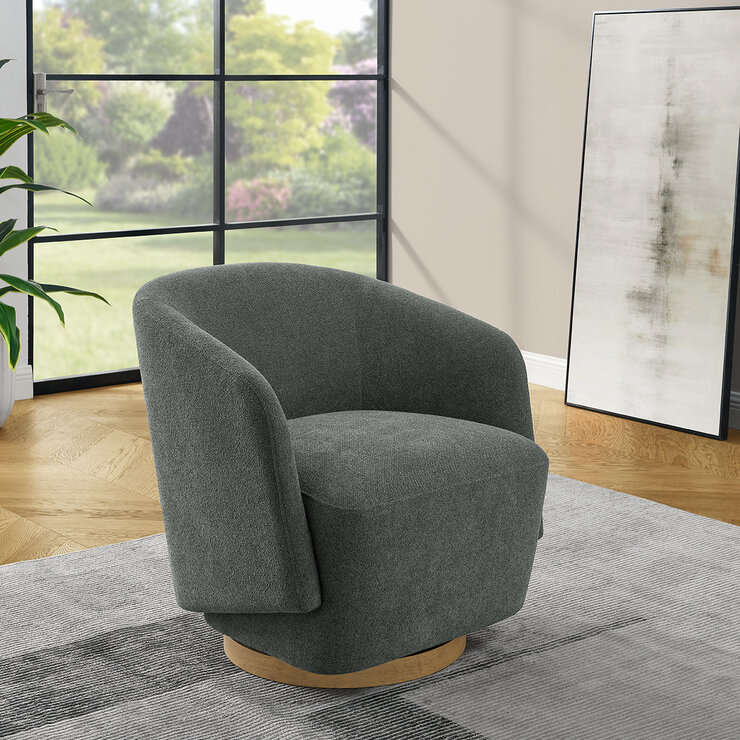 Henredon, Silla Giratoria con Base de Madera — Imagen 1 de 4