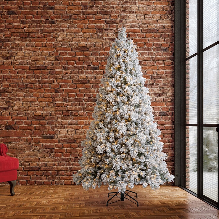 Árbol de Navidad Artificial Tipo Cachemira Escarchado y Diamantado de 2.2m Preiluminado con 1,150 Luces LED — Imagen 1 de 4