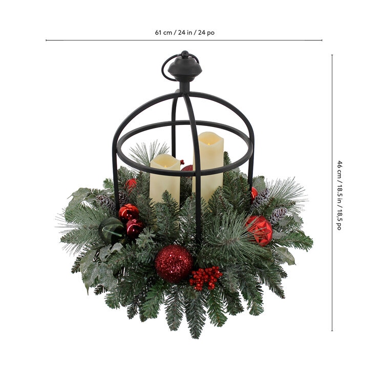 24" Centro de Mesa Navideño con Luces LED, Rojo — Imagen 3 de 4