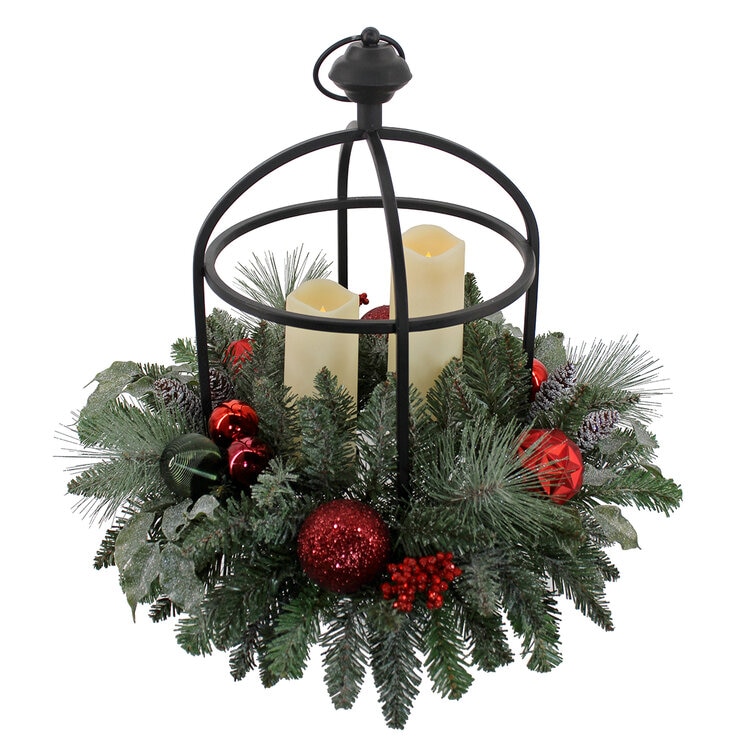 24" Centro de Mesa Navideño con Luces LED, Rojo — Imagen 1 de 4