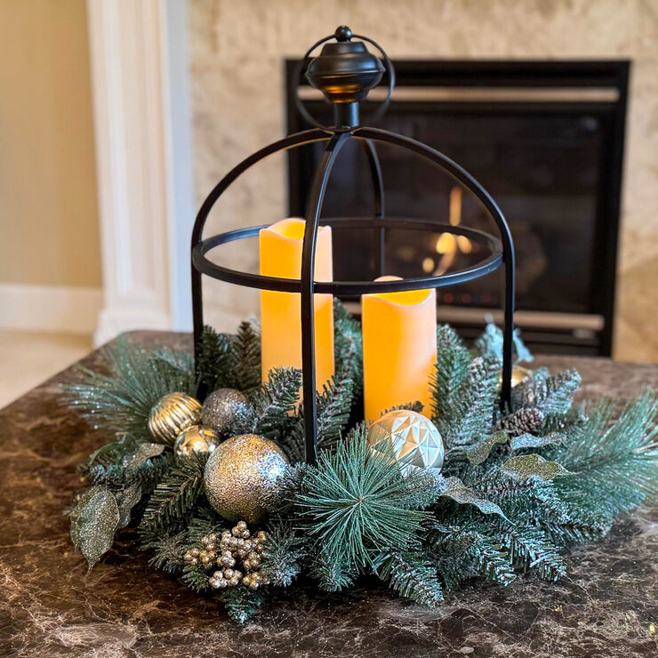 24" Centro de Mesa Navideño con Luces LED, Metálico — Imagen 2 de 4