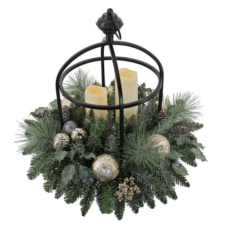 24" Centro de Mesa Navideño con Luces LED, Metálico — Imagen 1 de 4