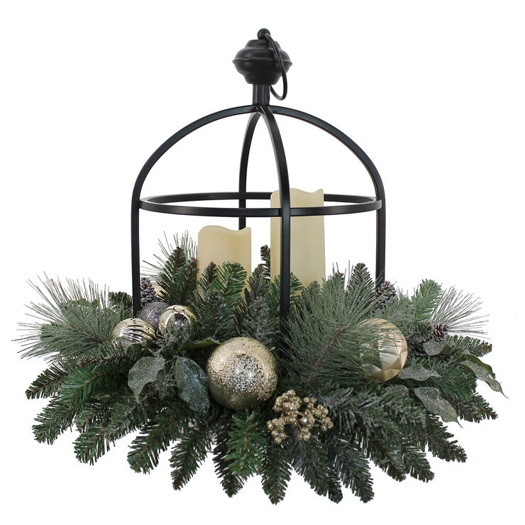 24" Centro de Mesa Navideño con Luces LED, Metálico — Imagen 3 de 4