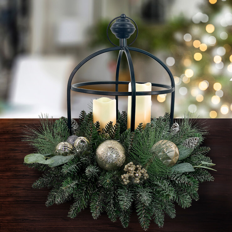24" Centro de Mesa Navideño con Luces LED, Metálico — Imagen 4 de 4
