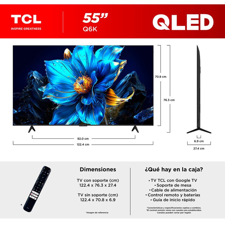 TCL Pantalla 55" QLED 4K Google TV — Imagen 4 de 4