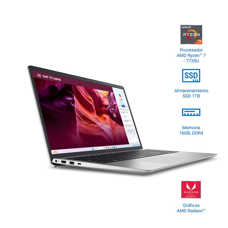 DELL 15 Laptop 15.6" Full HD AMD Ryzen 7 16GB 1TB SSD — Imagen 3 de 4
