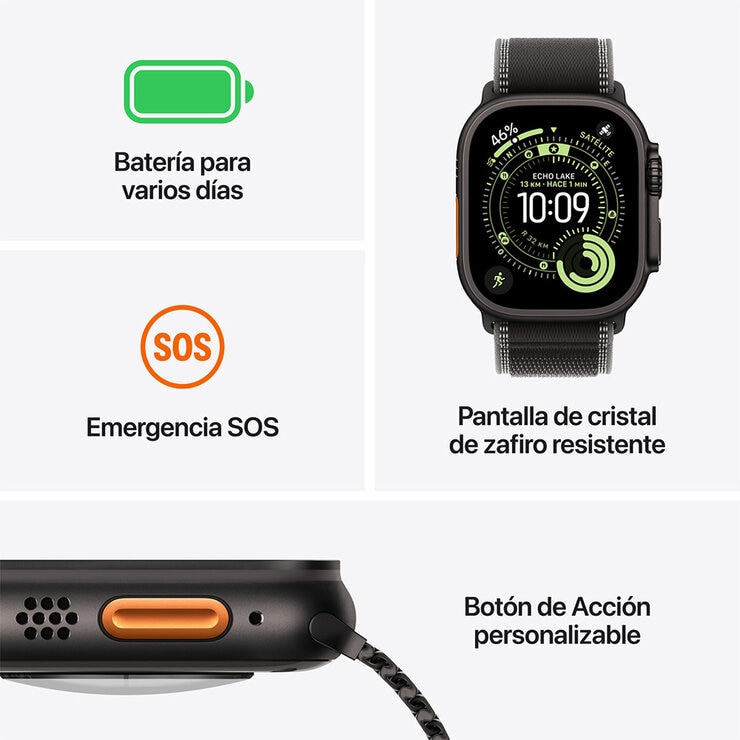 Apple Watch Ultra 3 (GPS + Cellular) Caja de Titanio Natural 49mm con Correa Blue Trail Loop - M/L — Imagen 3 de 4