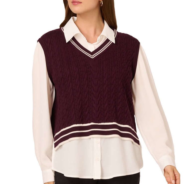 Adrianna Papell Chaleco con blusa simulada para Dama Varias Tallas y Colores — Imagen 2 de 3