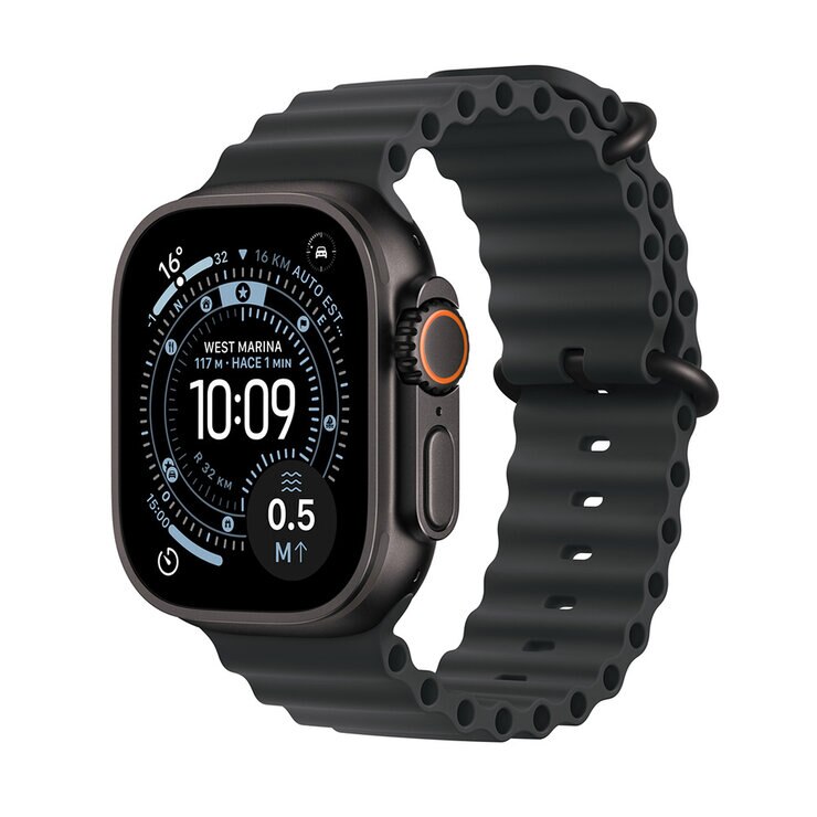 Apple Watch Ultra 3 (GPS + Celular) 49mm Titanio Negro + Correa Ocean Negro - Unitalla — Imagen 1 de 4