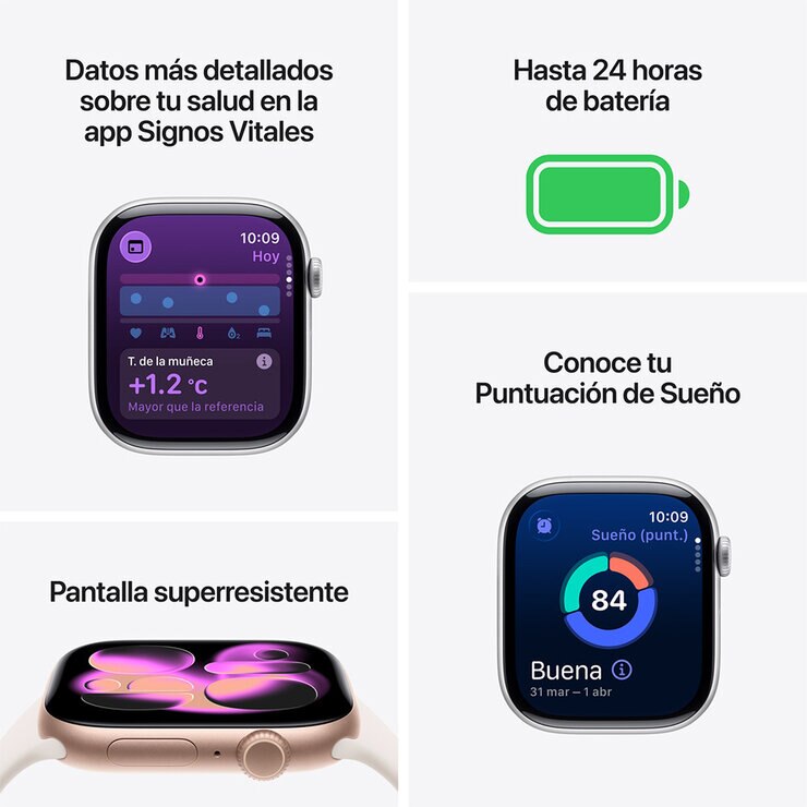 Apple Watch Series 11 (GPS) 46mm Aluminio Negro Azabache + Correa Deportiva Negra - Talla M/L — Imagen 3 de 4