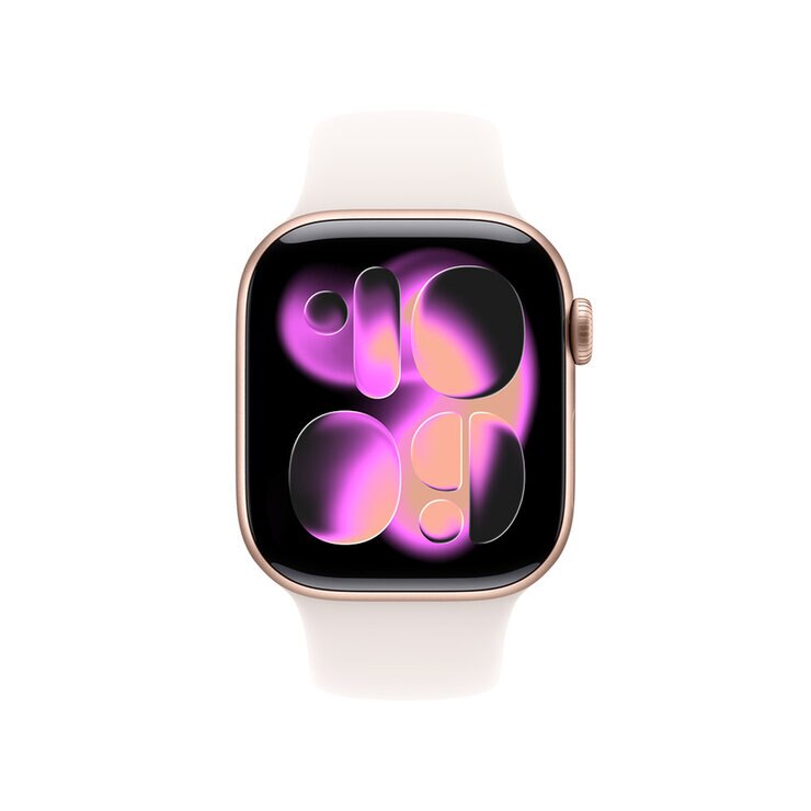 Apple Watch Series 11 (GPS) 42mm Aluminio Oro Rosa + Correa Deportiva Rubor Claro - Talla S/M — Imagen 2 de 4