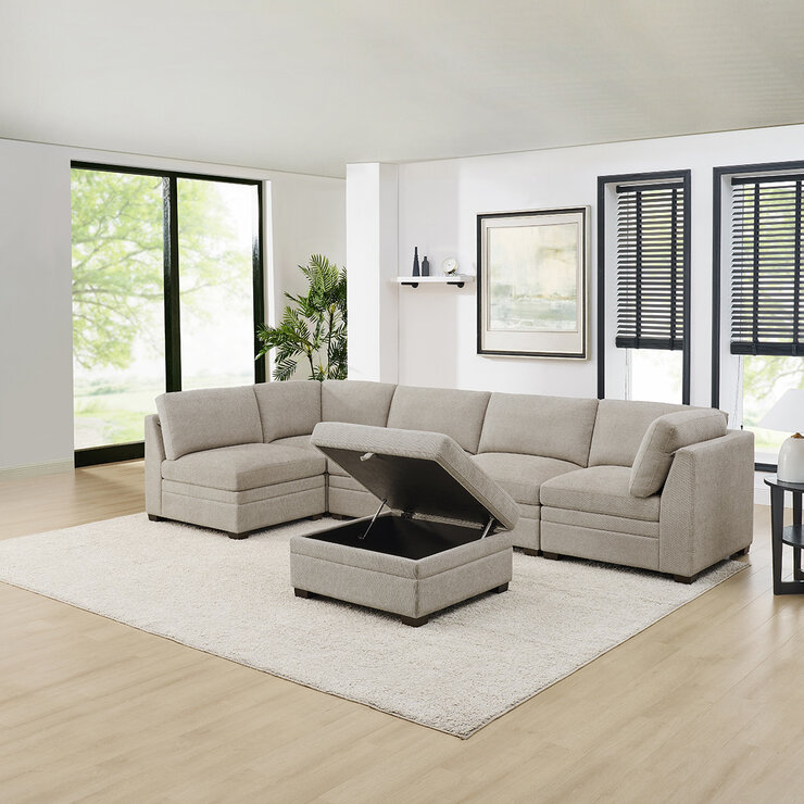 Thomasville, Tisdale, Sofá Modular de Tela de 6 Piezas con Almacenamiento — Imagen 2 de 4