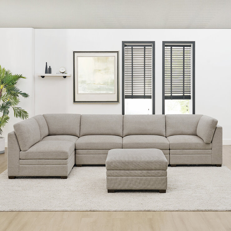 Thomasville, Tisdale, Sofá Modular de Tela de 6 Piezas con Almacenamiento — Imagen 1 de 4