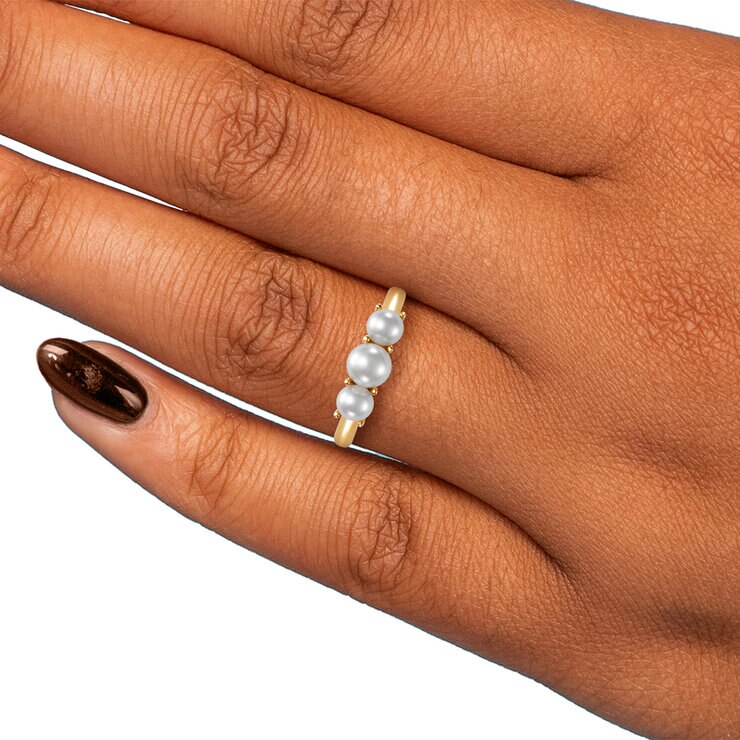 Anillo de Perla Cultivada, Oro Amarillo de 14K — Imagen 2 de 4