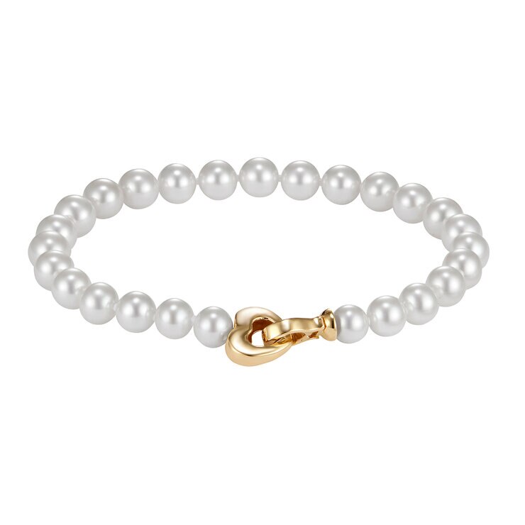 Pulsera de Perlas Cultivadas 6.5-7.0mm, Oro Amarillo de 14k — Imagen 1 de 4
