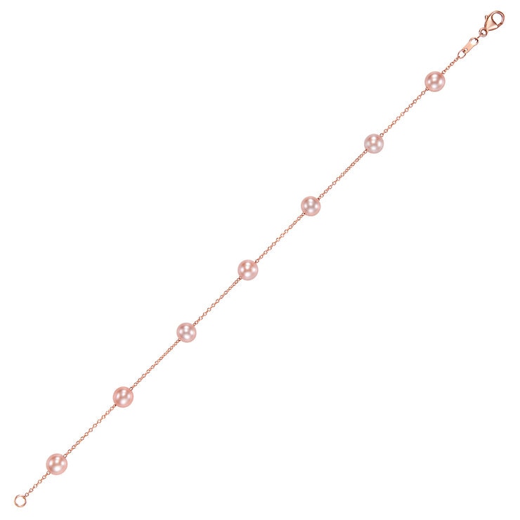 Pulsera de Perlas Cultivadas Agua Dulce, Rosas, 5.5-6.0mm, Oro Rosa de 14K — Imagen 4 de 4