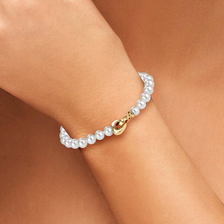 Pulsera de Perlas Cultivadas 6.5-7.0mm, Oro Amarillo de 14k — Imagen 3 de 4