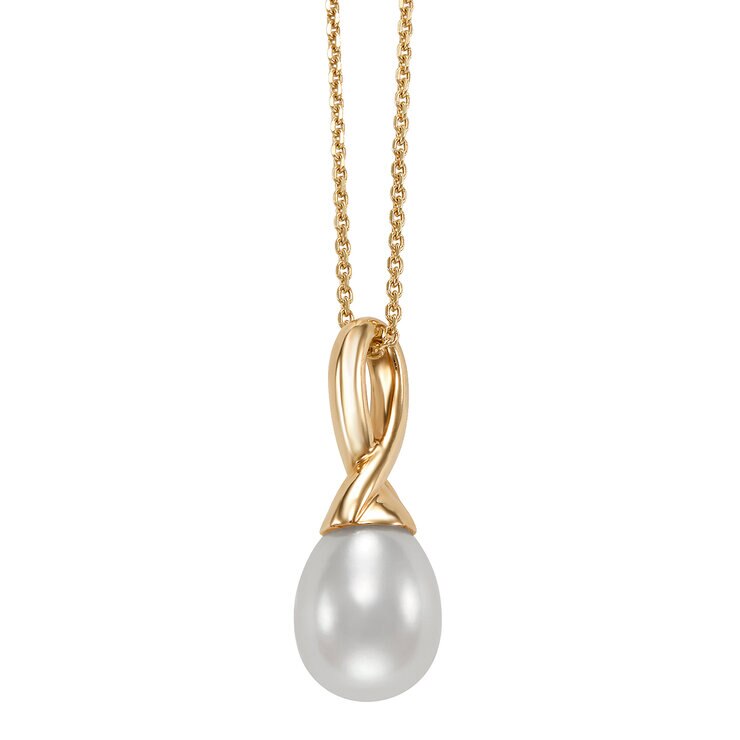Dije de Perla Cultivada, 9-10mm, Oro Amarillo de 14K — Imagen 1 de 4
