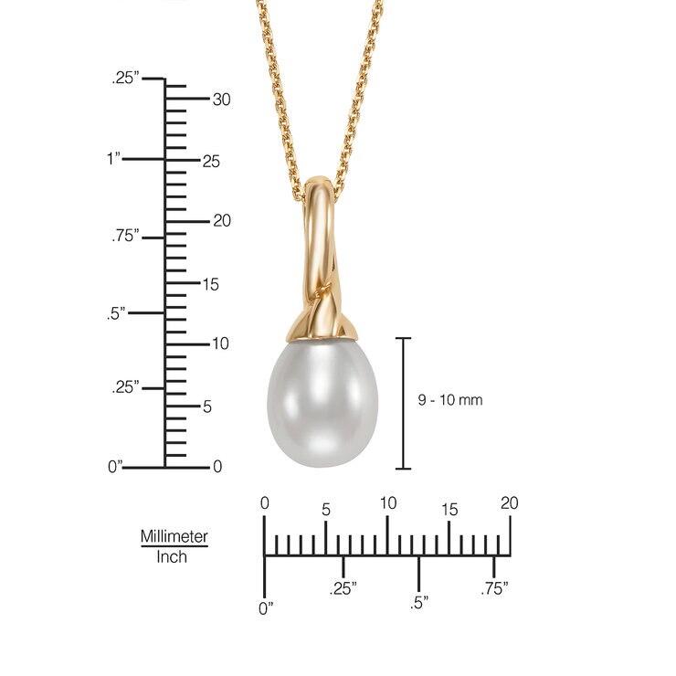 Dije de Perla Cultivada, 9-10mm, Oro Amarillo de 14K — Imagen 3 de 4