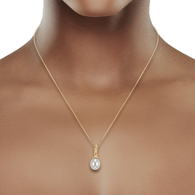 Dije de Perla Cultivada, 9-10mm, Oro Amarillo de 14K — Imagen 2 de 4