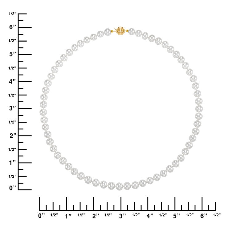 Collar de Perlas Cultivadas, 6.5-7.0mm, Oro Amarillo de 14K — Imagen 2 de 4