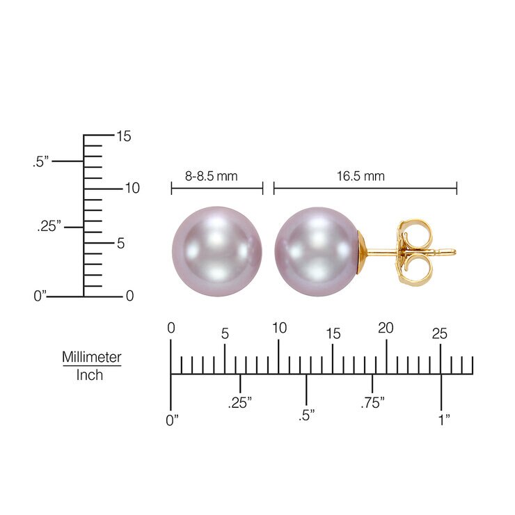 Aretes de Perlas Cultivadas, 7-7.5mm, Oro de 14K — Imagen 3 de 4
