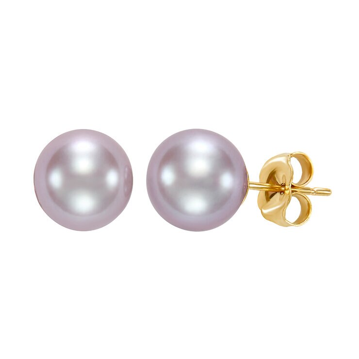 Aretes de Perlas Cultivadas, 7-7.5mm, Oro de 14K — Imagen 1 de 4