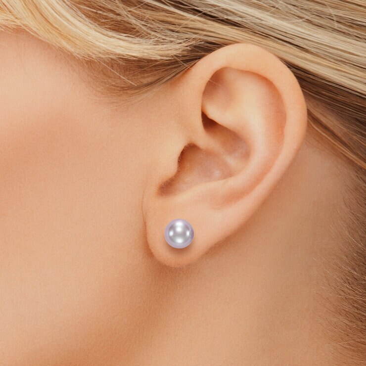 Aretes de Perlas Cultivadas, 7-7.5mm, Oro de 14K — Imagen 4 de 4