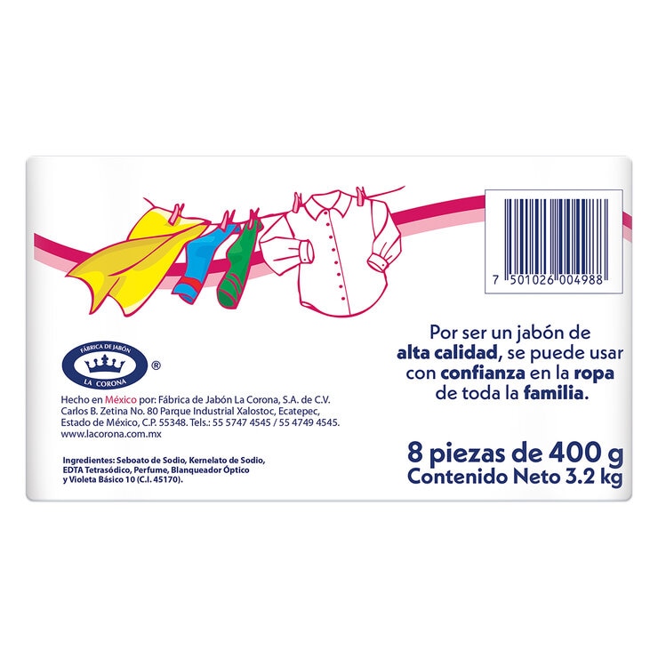 Zote Jabón de Lavandería 8 pzas de 400 g — Imagen 2 de 3