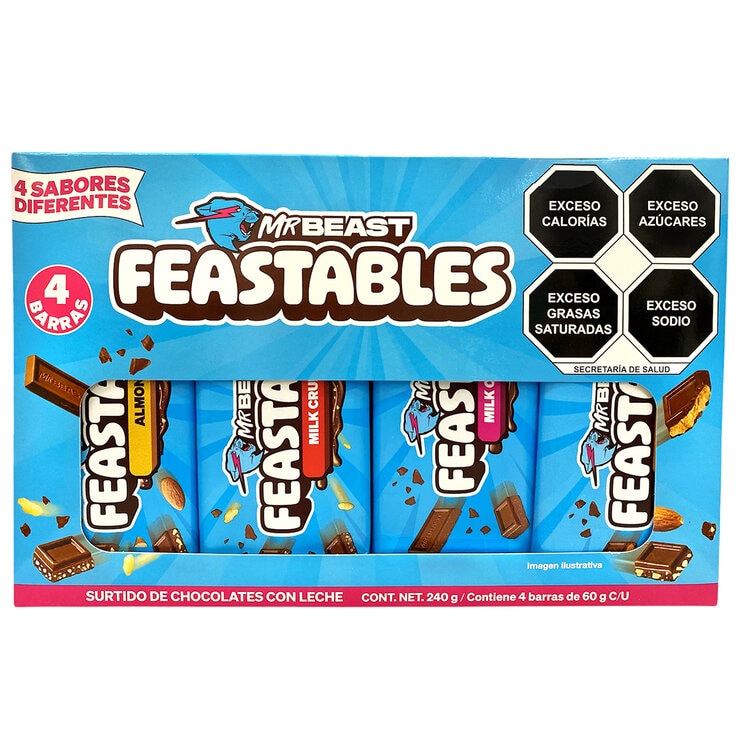 Mr Beast Feastables Surtido De Chocolates Con Leche 4/60g — Imagen 1 de 2