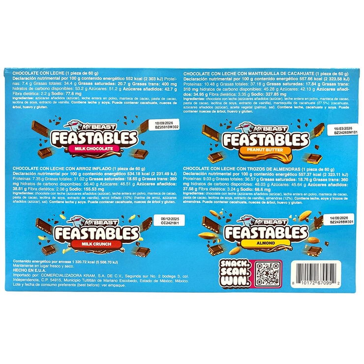 Mr Beast Feastables Surtido De Chocolates Con Leche 4/60g — Imagen 2 de 2