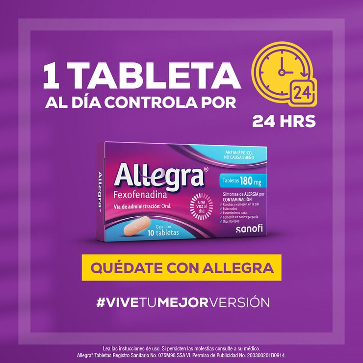 Allegra Tabletas 180mg 2 Cajas de 10 Tabletas c/u — Imagen 3 de 4