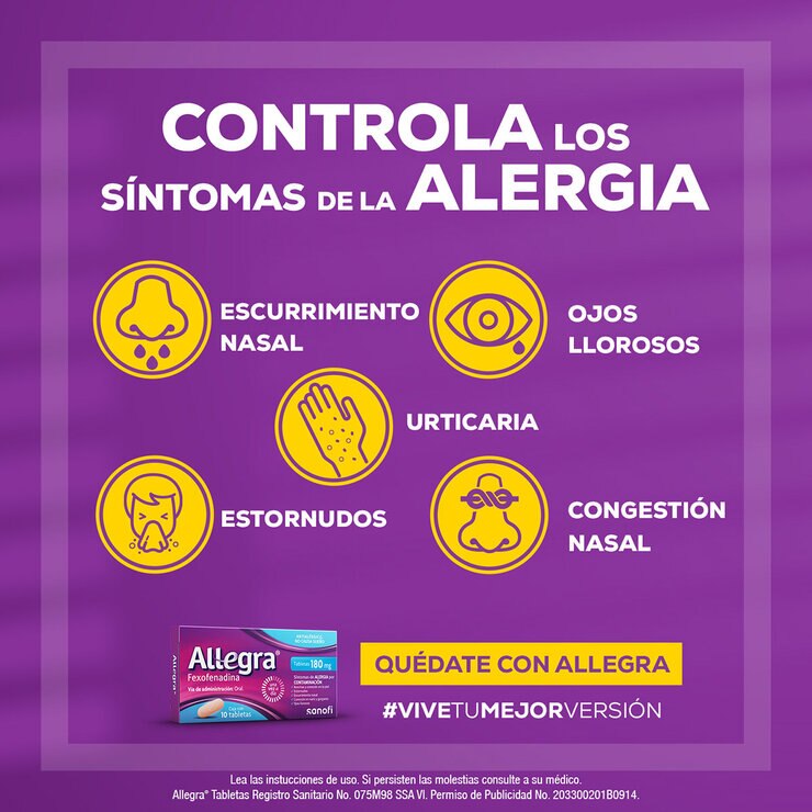 Allegra Tabletas 180mg 2 Cajas de 10 Tabletas c/u — Imagen 4 de 4