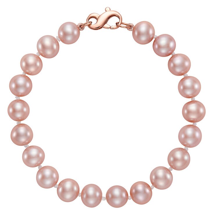 Pulsera de Perlas Rosas Cultivadas 8-8.5mm, Oro Rosa de 14k — Imagen 2 de 4