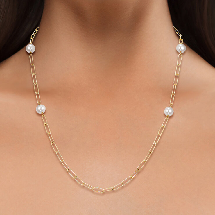 Collar de Perla Cultivada, 45.72cm, Oro Amarillo de 14K — Imagen 2 de 4