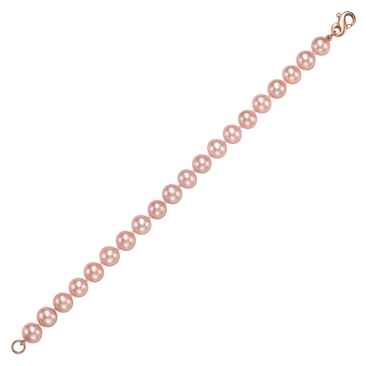 Pulsera de Perlas Rosas Cultivadas 8-8.5mm, Oro Rosa de 14k — Imagen 3 de 4
