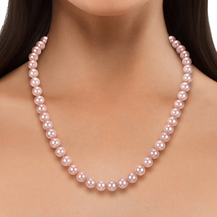 Collar de Perlas Cultivadas, 8.0-8.5mm, Oro Rosa de 14K — Imagen 2 de 4