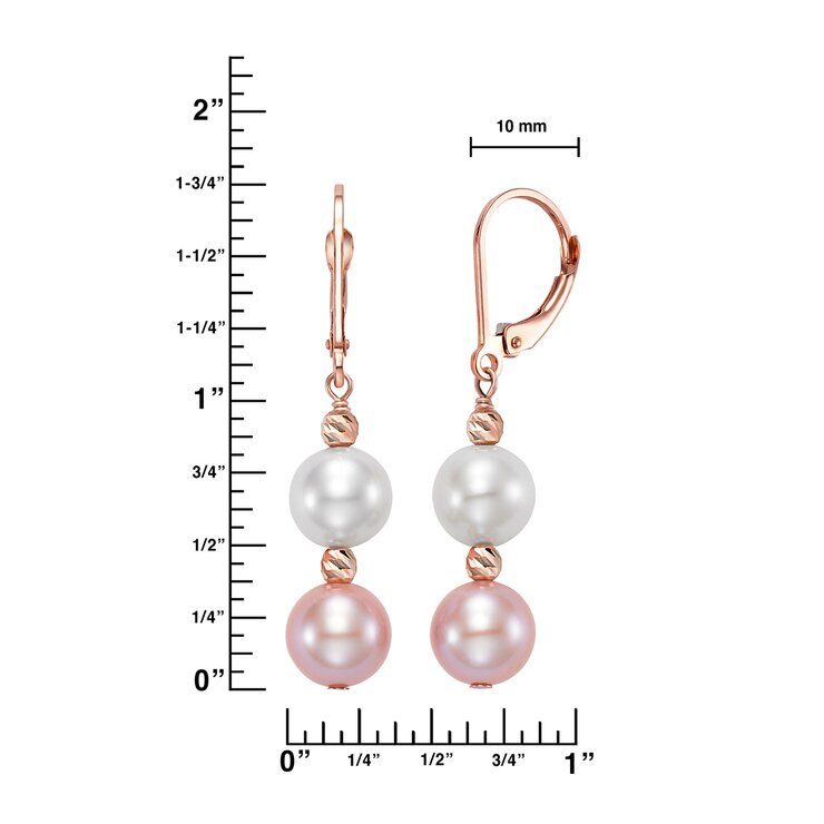 Aretes de Perlas Cultivadas, Oro Rosa de 14K — Imagen 3 de 4