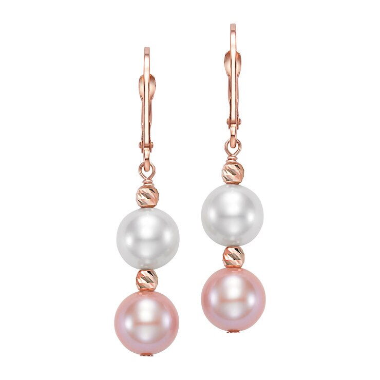 Aretes de Perlas Cultivadas, Oro Rosa de 14K — Imagen 2 de 4