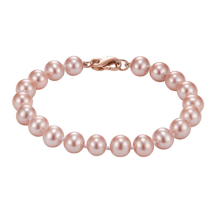Pulsera de Perlas Rosas Cultivadas 8-8.5mm, Oro Rosa de 14k