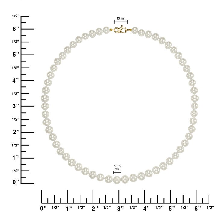 Collar de Perlas Cultivadas, 7-7.5mm, Oro Amarillo de 14K — Imagen 3 de 4