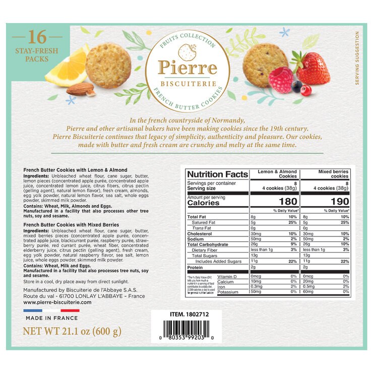 Pierre Biscuiterie Galletas De Mantequilla Con Limón y Frutos Rojos 600g — Imagen 2 de 2